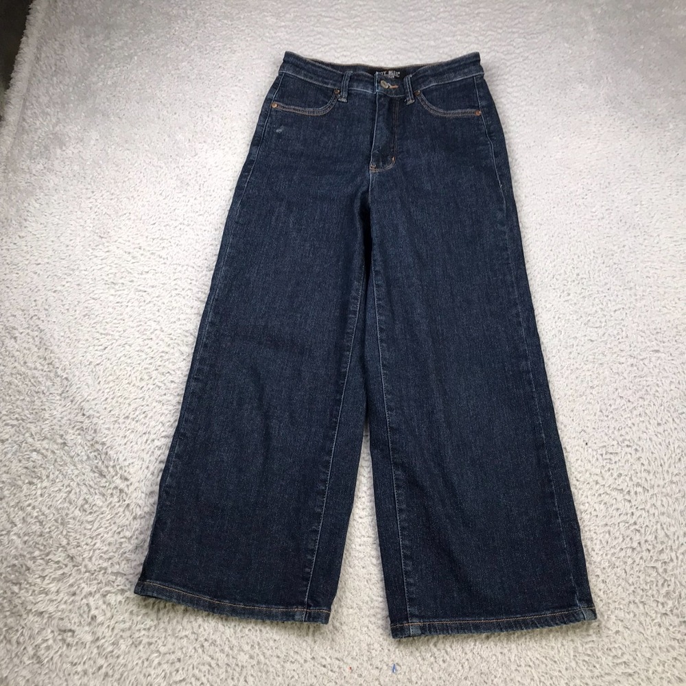 Judy Blue Wide Leg Crop Jeans Womens 1/25 (26x23)Dark Wash High Rise Welt Pocket